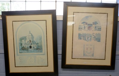 Lot 417 - Pair of 20th century coloured architectural...