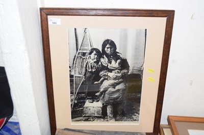 Lot 585 - Framed print of a Native American mother and...