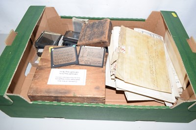 Lot 600 - Qty of deeds, indentures and glass slides,...