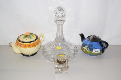 Lot 626 - Ships decanter, inkwell and two teapots