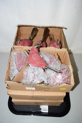 Lot 2 - Qty of red pottery and chrome finish birds