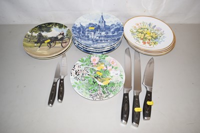 Lot 12 - Qty of collectors plates and kitchen knives