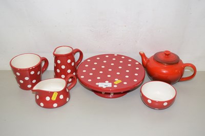 Lot 90 - Qty of red and white polka dot teawares and a...