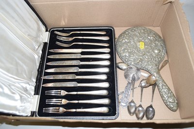 Lot 108 - A cased six piece desert set together with...