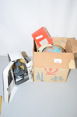 Lot 162 - Vintage metal globe, a students mircroscope...