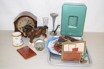 Lot 179 - Mixed lot, mantel clock, cash tin, various...