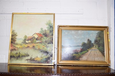 Lot 232 - Landscape view signed H Irvine, framed, and...