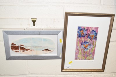 Lot 235 - Needlwork picture and a painted ceramic picture