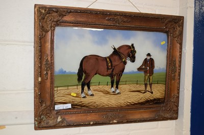 Lot 247 - Reverse painted picture of a Shire horse