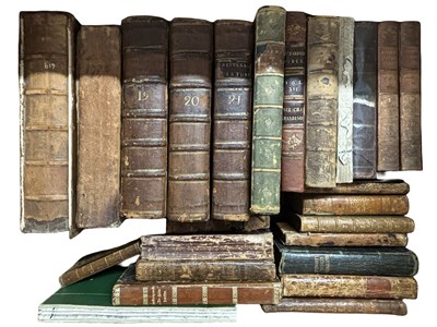 Lot 64 - ANTIQUARIAN. One box of leather bound...