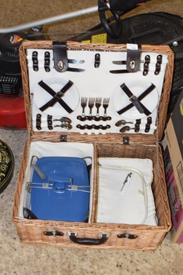Lot 335 - Wicker picnic hamper and contents