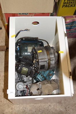 Lot 341 - Storage box and a qty of engine parts