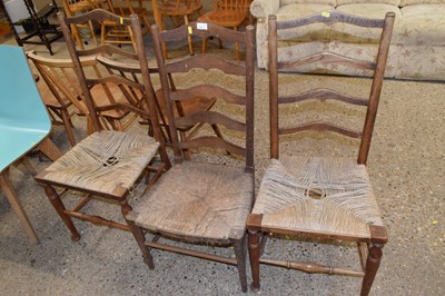 Lot 315 - Group of three late 19th century ladderback...
