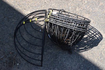 Lot 360 - six iron hagning baskets and a wall mounted...