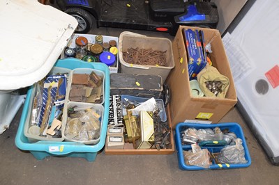 Lot 800 - Six boxes various door locks, nails, window...