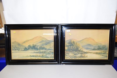 Lot 87 - Pair on highland scenes in ebonised frames