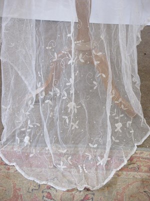 Lot 15 - A wedding veil, c.1920-30, with beaded floral...