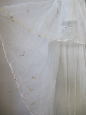 Lot 15 - A wedding veil, c.1920-30, with beaded floral...