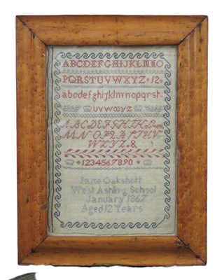 Lot 220 - A 19th century needlework sampler, with...