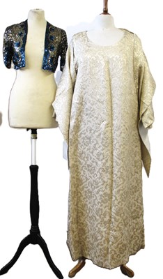 Lot 20 - A mid 20th century gold brocade dress and...