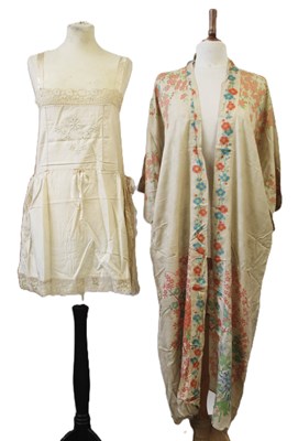 Lot 16 - A printed silk kimono, c.1930-40 and an early...