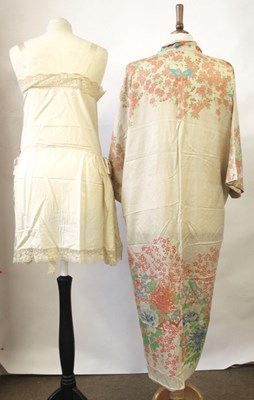 Lot 16 - A printed silk kimono, c.1930-40 and an early...