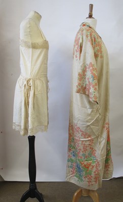 Lot 16 - A printed silk kimono, c.1930-40 and an early...
