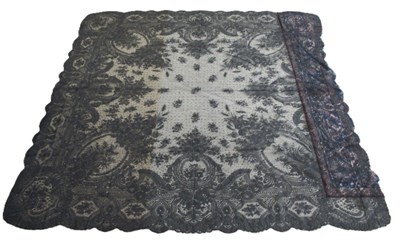 Lot 6 - Five black lace shawls, largest 190 x 190cm, (5)