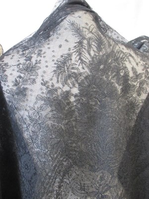 Lot 6 - Five black lace shawls, largest 190 x 190cm, (5)