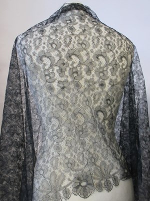Lot 6 - Five black lace shawls, largest 190 x 190cm, (5)
