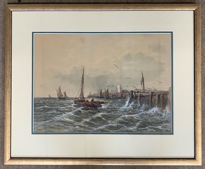Lot 81 - B.Walton (20th century), Fishing boats in...