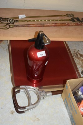 Lot 576 - VINTAGE SODA SIPHON AND A VINTAGE METAL FRAMED...