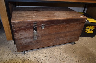 Lot 96 - A large wooden trunk containing various tools...