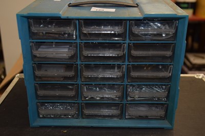 Lot 129 - A small set of drawers containing handles,...