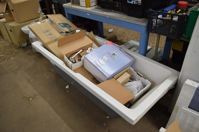 Lot 152 - A new bath panel, taps, corner shelf unit etc