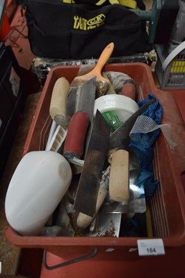 Lot 164 - Box containing various plastering trowels and...