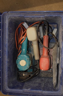 Lot 197 - Box containing three electric hand sanders