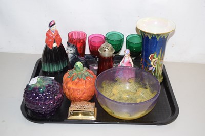 Lot 8 - A tray of mixed items to include coloured...