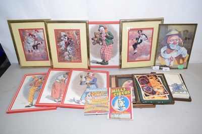 Lot 11 - Various framed clown pictures, plaques etc