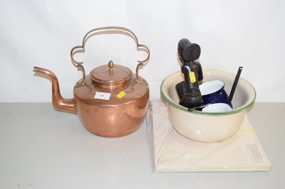 Lot 17 - A copper kettle together with a quantity of...