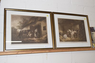 Lot 34 - Two prints, Horse feeder and Farmers stable by...