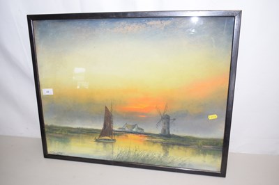 Lot 43 - A Betts, a river scene at sunset,  watercolour