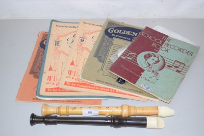 Lot 80 - Two recorders and various music books