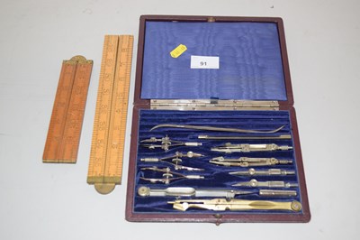 Lot 91 - A cased set of drawing instruments