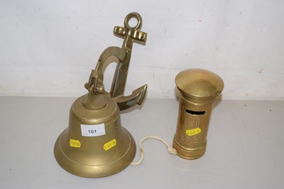 Lot 101 - A reproduction brass ships bell and a brass...