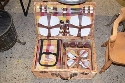 Lot 276 - A fitted wicker picnic hamper