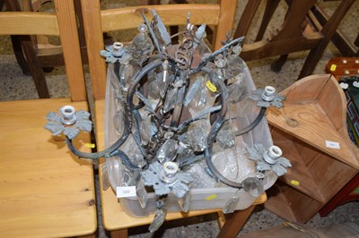 Lot 300 - A six branch copper and steel light fitting...