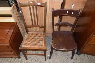 Lot 318 - A Victorian elm seated kitchen chair and a...