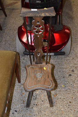 Lot 327 - An oak high back spinning chair with carved...