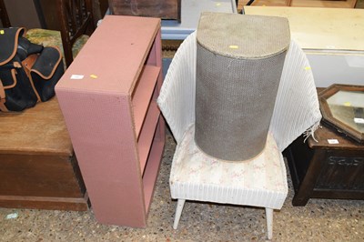 Lot 344 - A Lloyd Loom style linen basket, chair and...